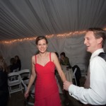 A couple dancing at a wedding.