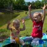 Dock Burke's granddaughters having fun at a picnic.